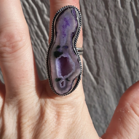 New Solar Quartz Agate Druzy 925 Silver Ring. - Picture 8 of 11